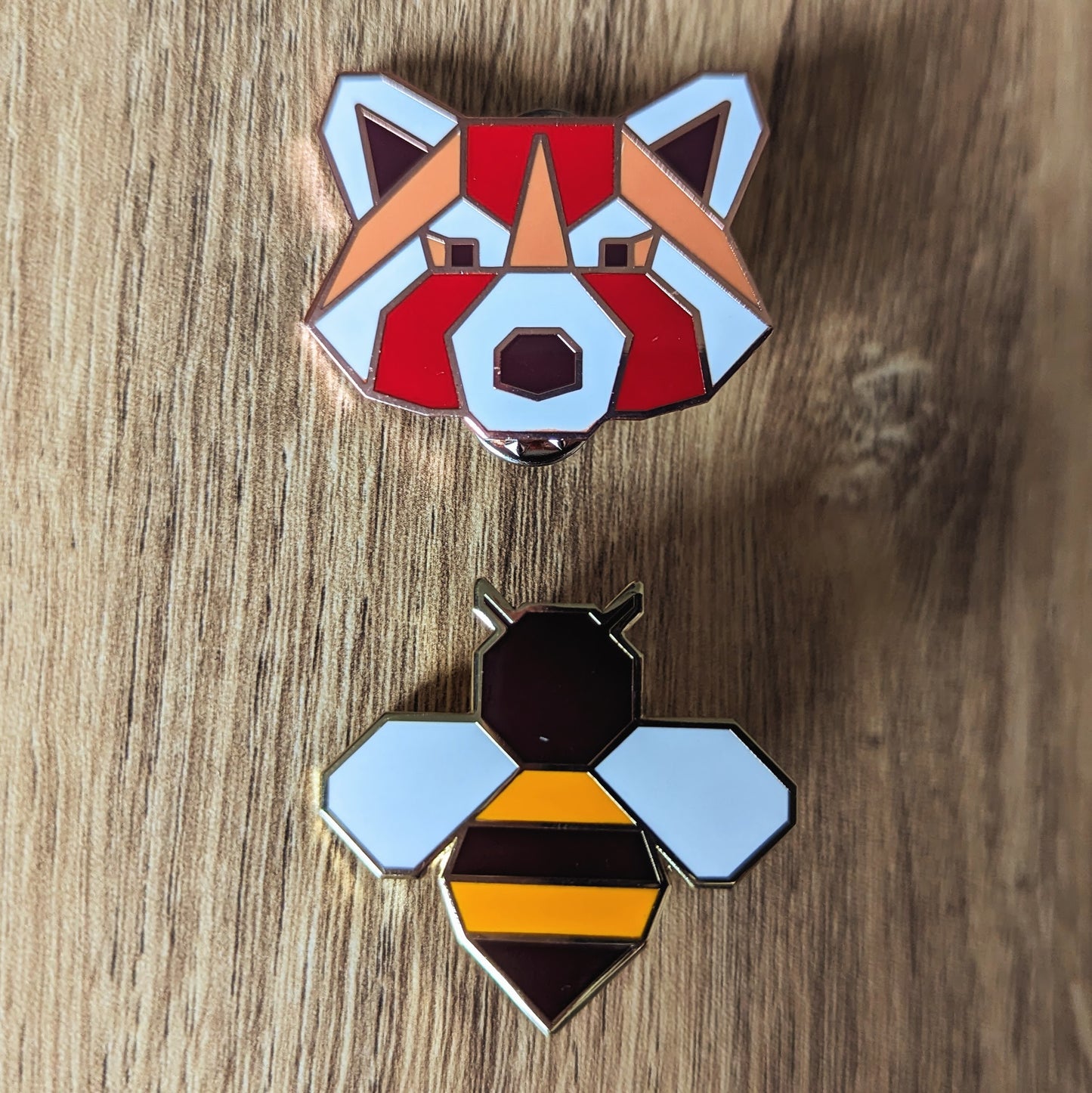 Geometric Pins - Honey Bee & Red Panda