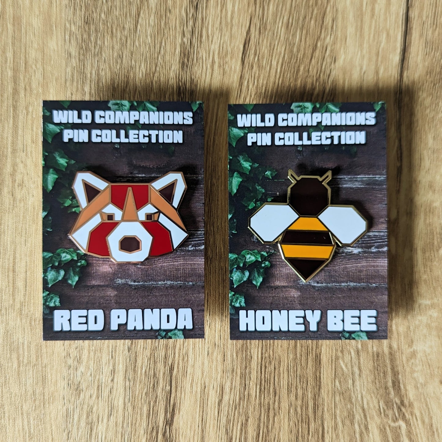 Geometric Pins - Honey Bee & Red Panda