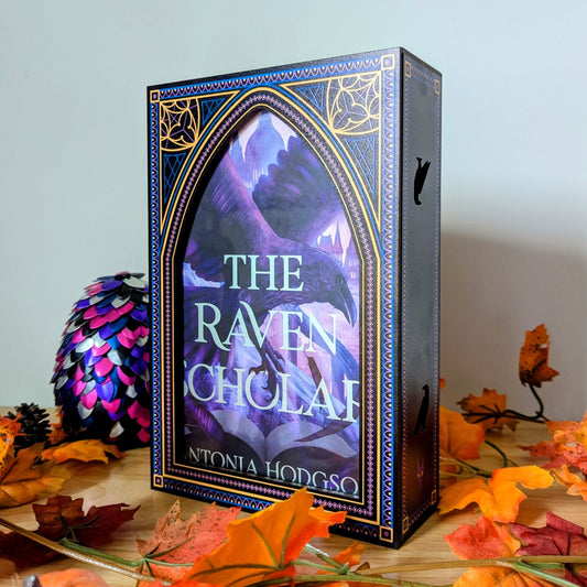 raven scholar antonia hodgson specialty printed book display slipcase for illumicrate books