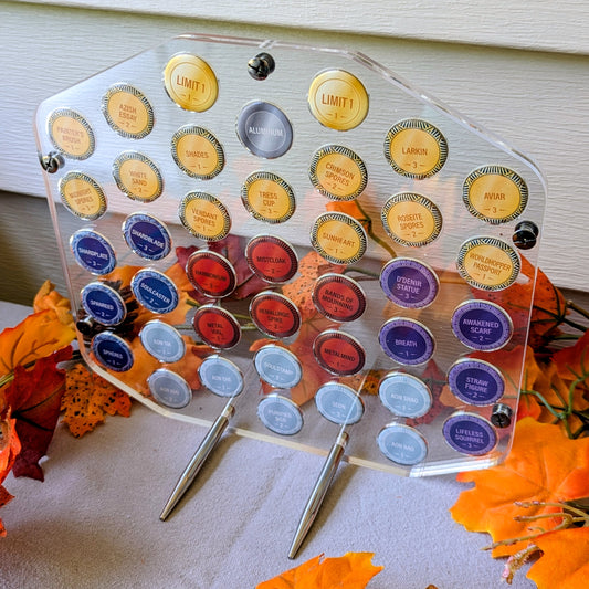 brandon sanderson dragonsteel nexus 2025 token collection display by dragon woodshop