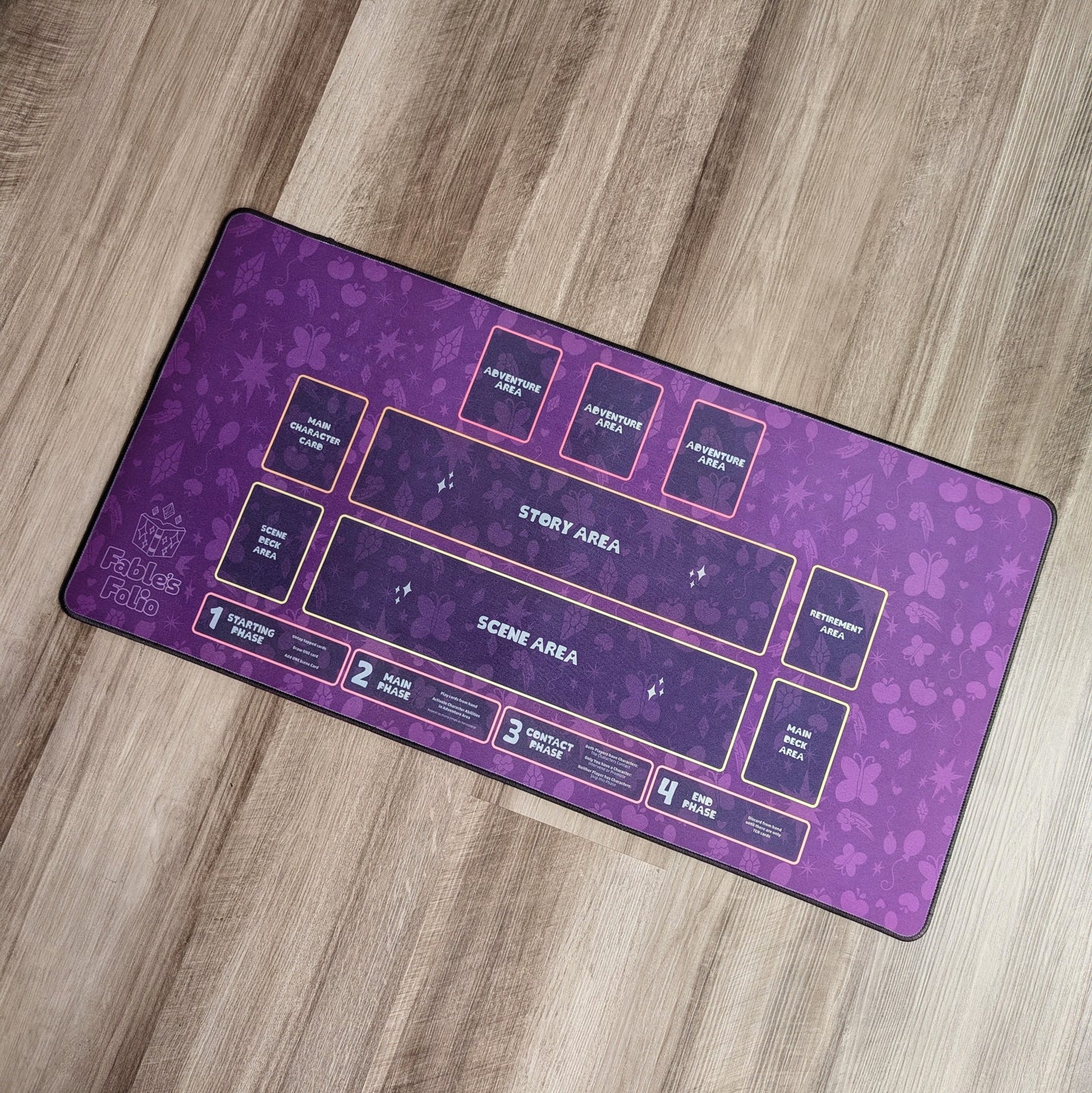 fable's folio playmat for my little pony trading card game from kayou magic the gathering applejack fluttershy rainbow dash rarity pinkie pie princess twilight sparkle