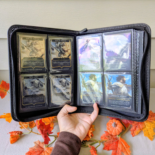 The bound and the broken by Ryan Cahill collectible trading Patreon cards binder by dragon woodshop knights of Achyron soulblade Lorian Empire fane morten Valtaran wyvern Tarmon hoard