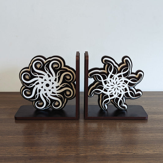 wooden bookends inspired by lightweaver cryptics spren from brandon sanderson stormlight archive