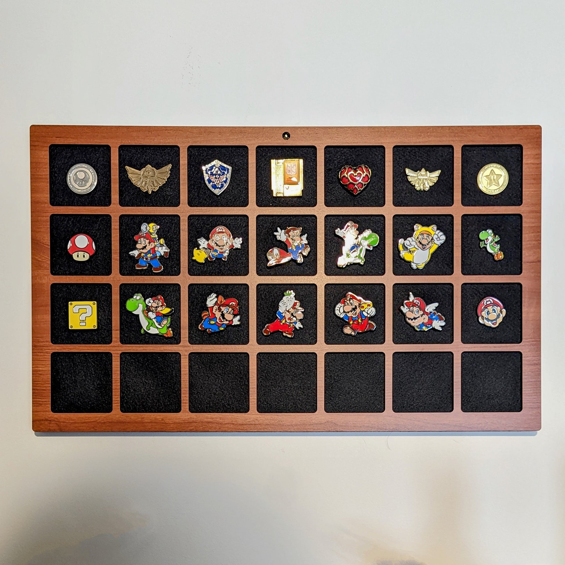 simple reversible pin display for up to 2 inch enamel pins, handmade wooden pin frame