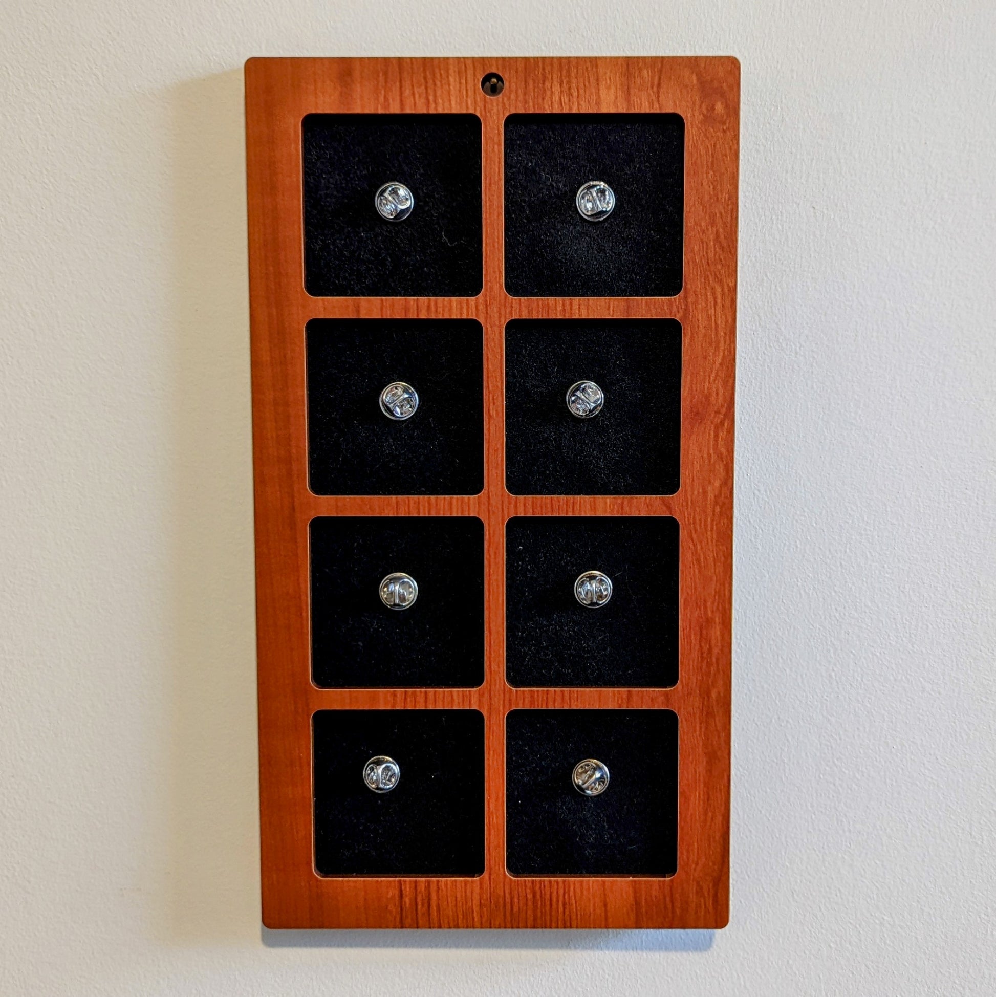 simple reversible pin display for up to 2 inch enamel pins, handmade wooden pin frame
