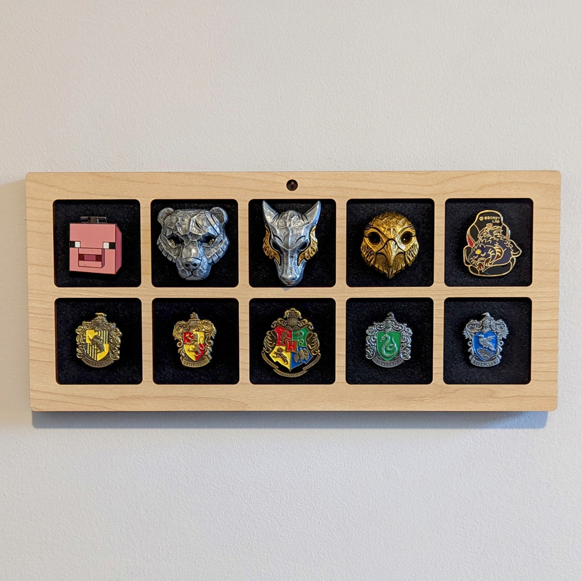 simple reversible pin display for up to 2 inch enamel pins, handmade wooden pin frame