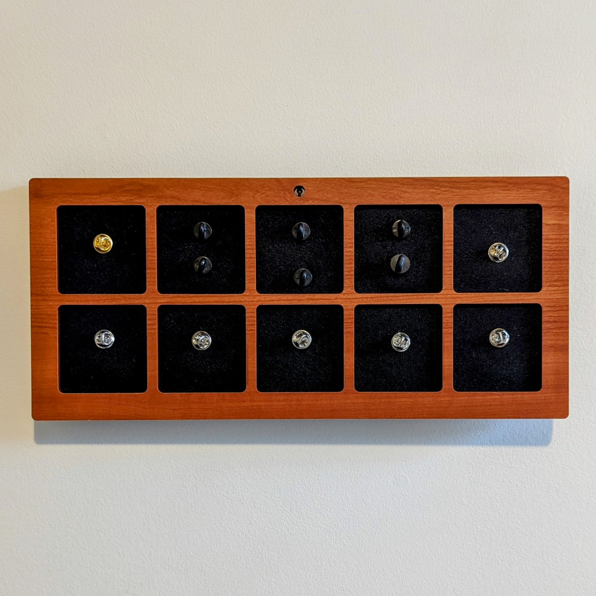 simple reversible pin display for up to 2 inch enamel pins, handmade wooden pin frame