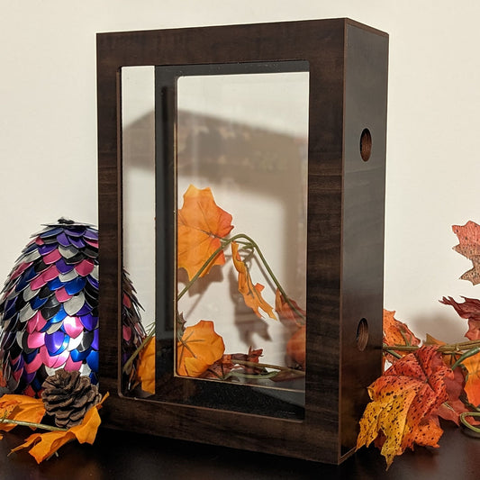 Custom size book display case by Dragon Woodshop