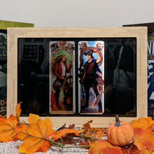 Load image into Gallery viewer, Handmade wooden display for Katie Payne&#39;s metal bookmarks of the Secret Project books by Brandon Sanderson

