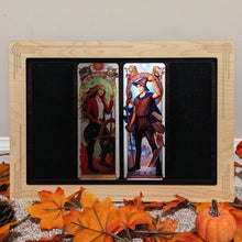 Load image into Gallery viewer, Handmade wooden display for Katie Payne&#39;s metal bookmarks of the Secret Project books by Brandon Sanderson
