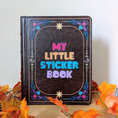 reusable sticker album for sticker collectors, brandon sanderson stickers, cosmere stickers, pixie and brutus stickers, my little pony friendship is magic