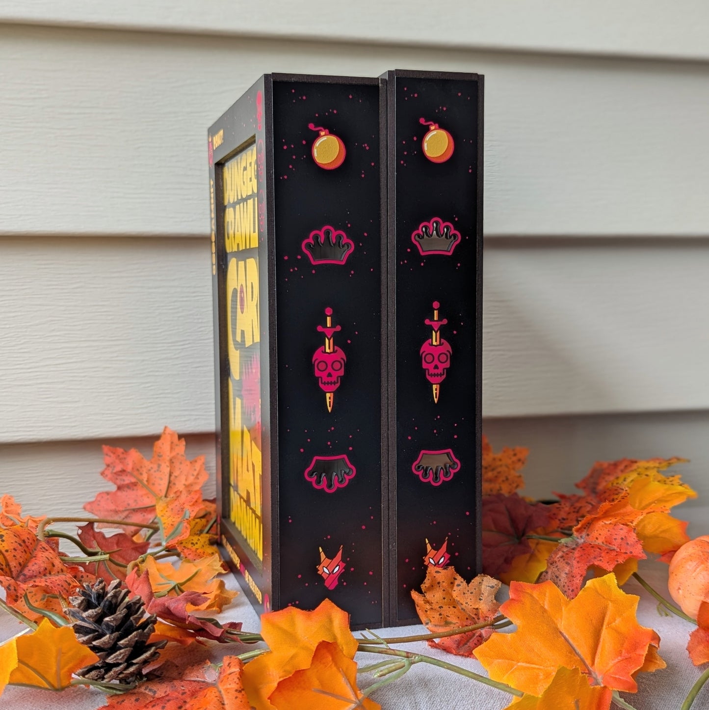 dungeon crawler card display case for matt dinniman book goddamnit donut player killer skulls