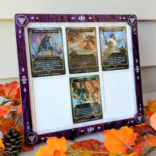 ryan cahill bound and the broken blood and fire card display made by carly k mythic mgmt dragon woodshop