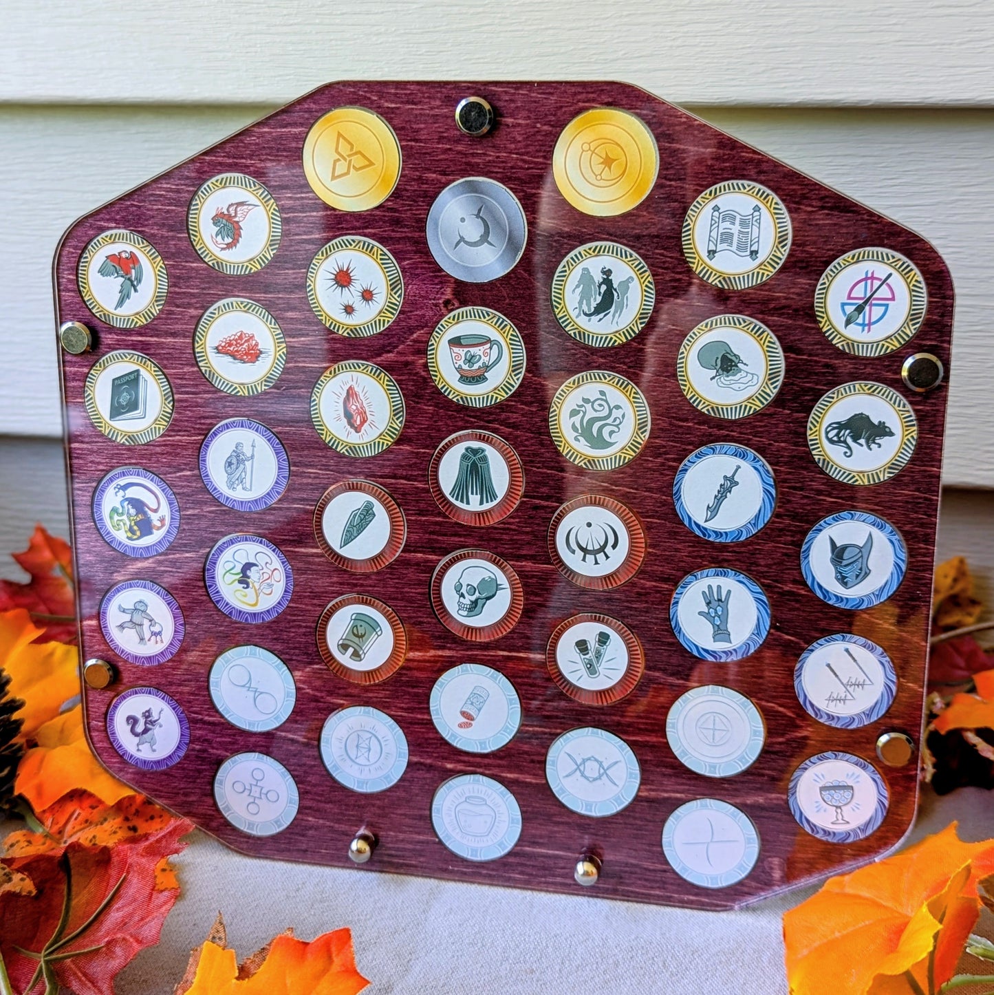 brandon sanderson dragonsteel nexus 2025 token collection display by dragon woodshop