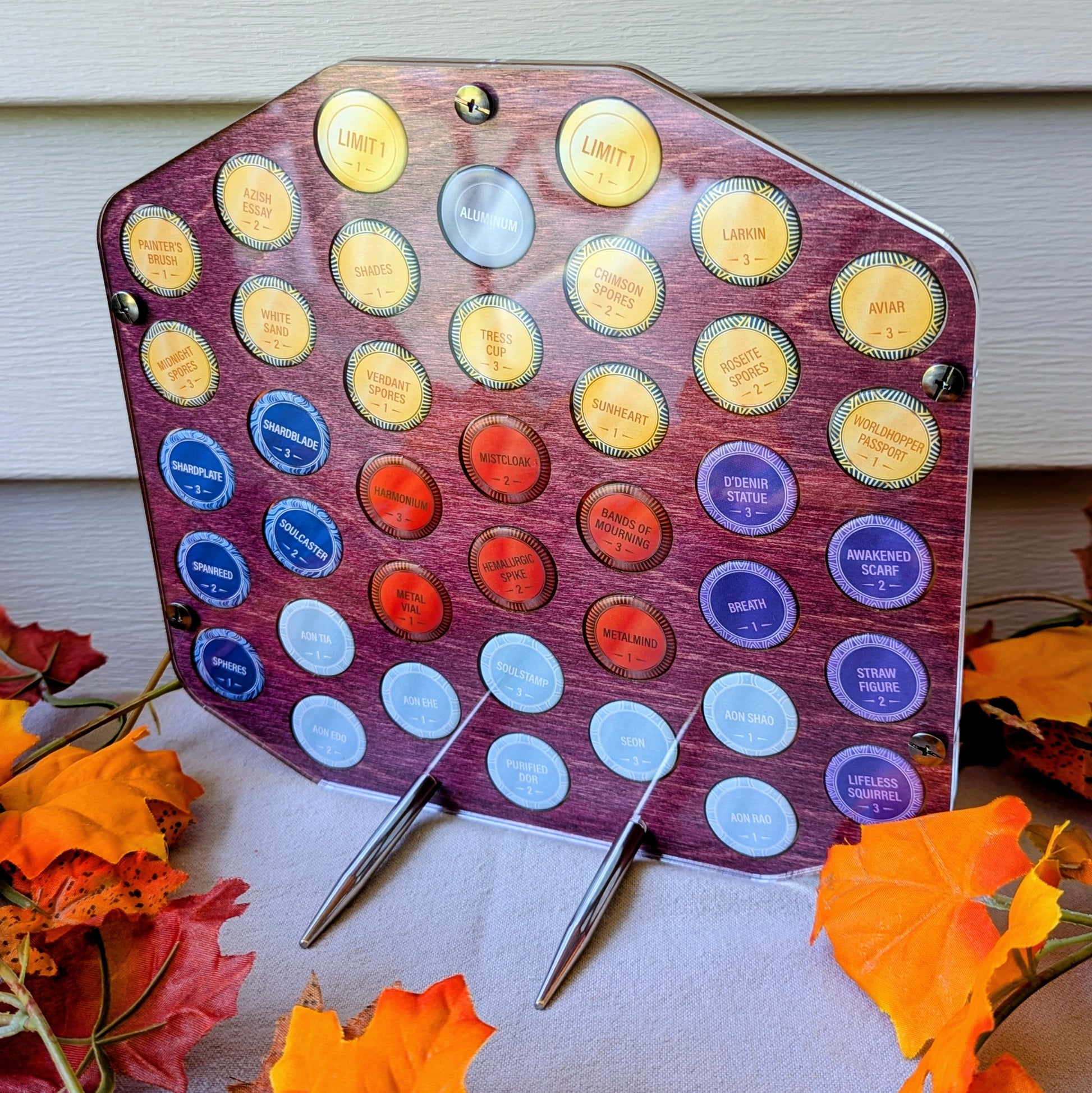 brandon sanderson dragonsteel nexus 2025 token collection display by dragon woodshop