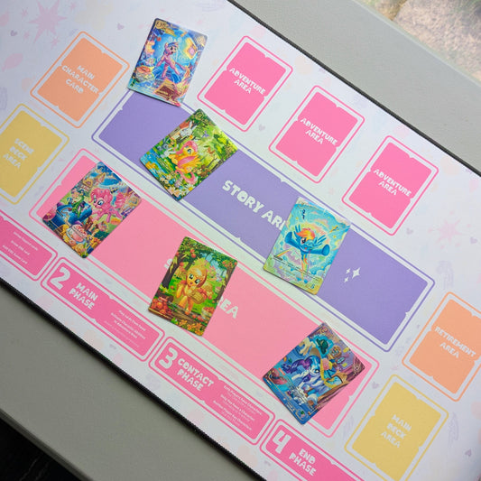 fable's folio playmat for my little pony trading card game from kayou magic the gathering applejack fluttershy rainbow dash rarity pinkie pie princess twilight sparkle