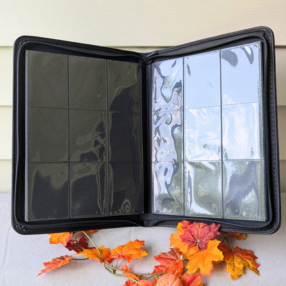 interior photo of the bound and the broken by Ryan Cahill collectible trading Patreon cards binder by dragon woodshop the order lorian empire Valtara wyvern