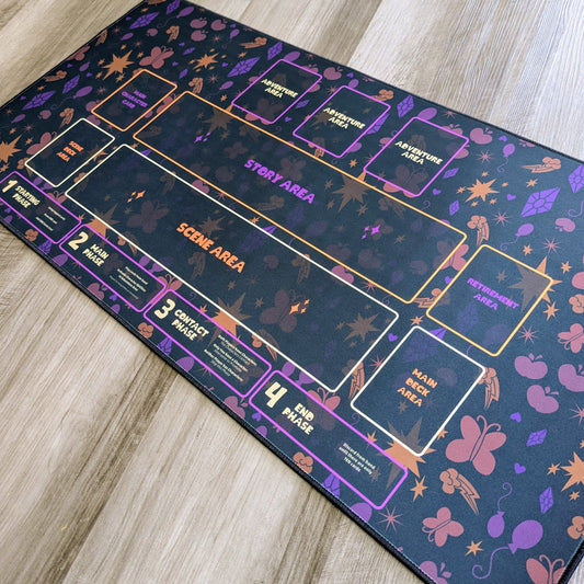 fable's folio playmat for my little pony trading card game from kayou magic the gathering applejack fluttershy rainbow dash rarity pinkie pie princess twilight sparkle