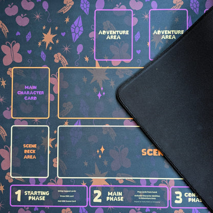 fable's folio playmat for my little pony trading card game from kayou magic the gathering applejack fluttershy rainbow dash rarity pinkie pie princess twilight sparkle