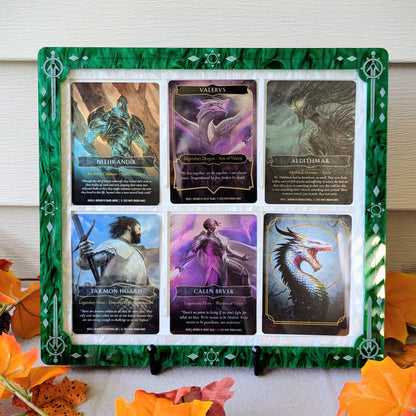 ryan cahill bound and the broken blood and fire card display made by carly k mythic mgmt dragon woodshop
