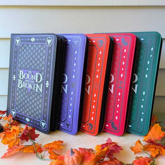 bound and the broken by Ryan Cahill collectible trading Patreon cards binder by dragon woodshop the order lorian empire Valtara wyvern knights achyron