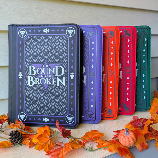 bound and the broken by Ryan Cahill collectible trading Patreon cards binder by dragon woodshop the order lorian empire Valtara wyvern knights achyron