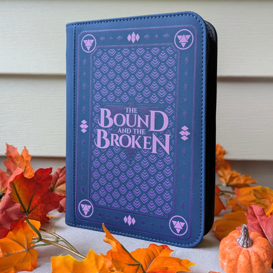 Card binder for Ryan Cahill the bound and the broken Patreon collectible cards made by dragon woodshop