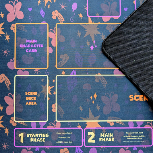 fable's folio playmat for my little pony trading card game from kayou magic the gathering applejack fluttershy rainbow dash rarity pinkie pie princess twilight sparkle