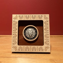 Load image into Gallery viewer, The Eye of Stormlight &amp; Wit Box Wooden Challenge Coin Display based on The Way of Kings by Brandon Sanderson and Original Double Eye of The Almighty Art by Isaac Stewart
