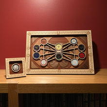 Load image into Gallery viewer, The Eye of Stormlight &amp; Wit Box Wooden Challenge Coin Display based on The Way of Kings by Brandon Sanderson and Original Double Eye of The Almighty Art by Isaac Stewart
