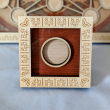 Load image into Gallery viewer, The Eye of Stormlight &amp; Wit Box Wooden Challenge Coin Display based on The Way of Kings by Brandon Sanderson and Original Double Eye of The Almighty Art by Isaac Stewart
