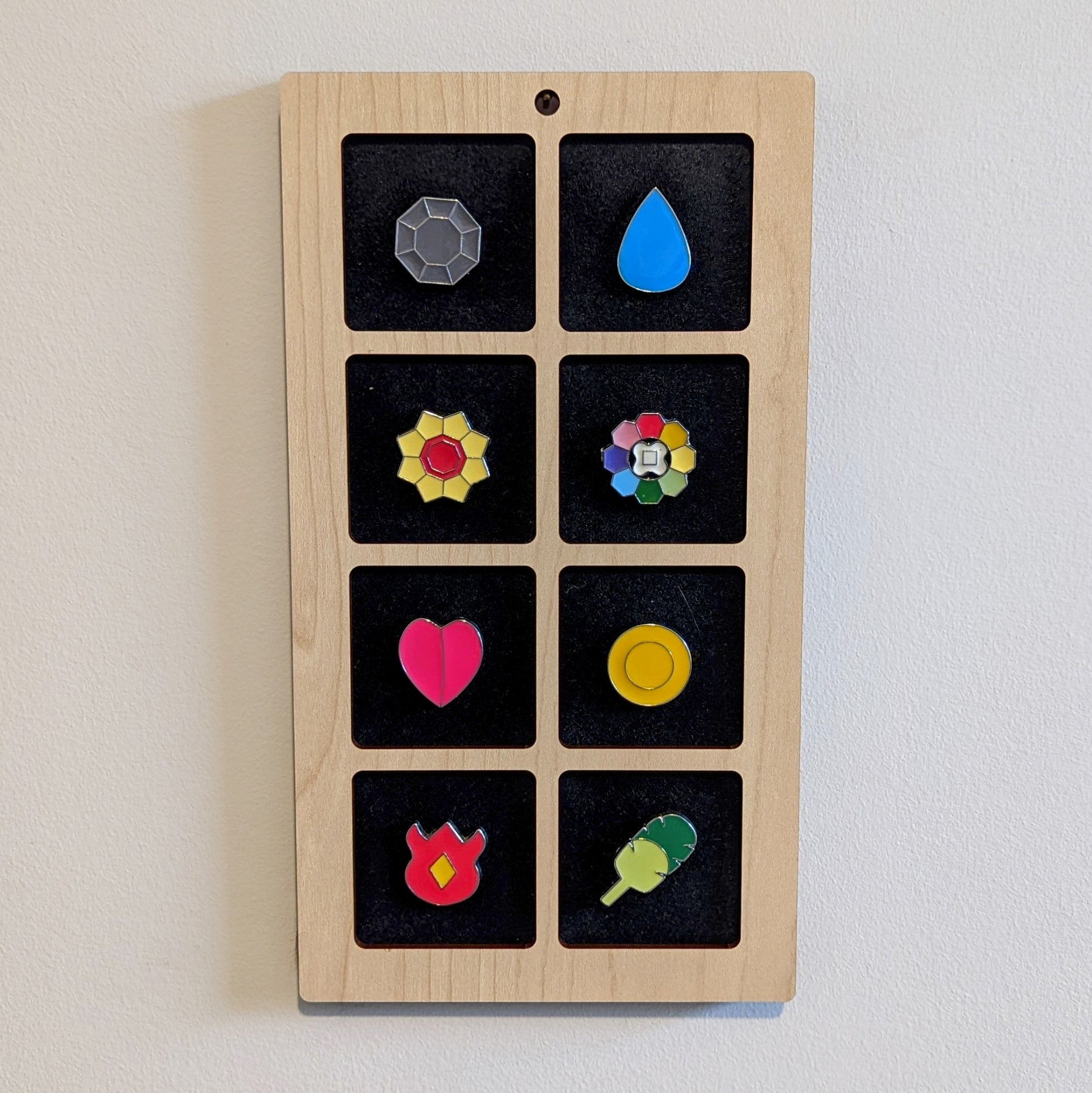 simple reversible pin display for up to 2 inch enamel pins, handmade wooden pin frame