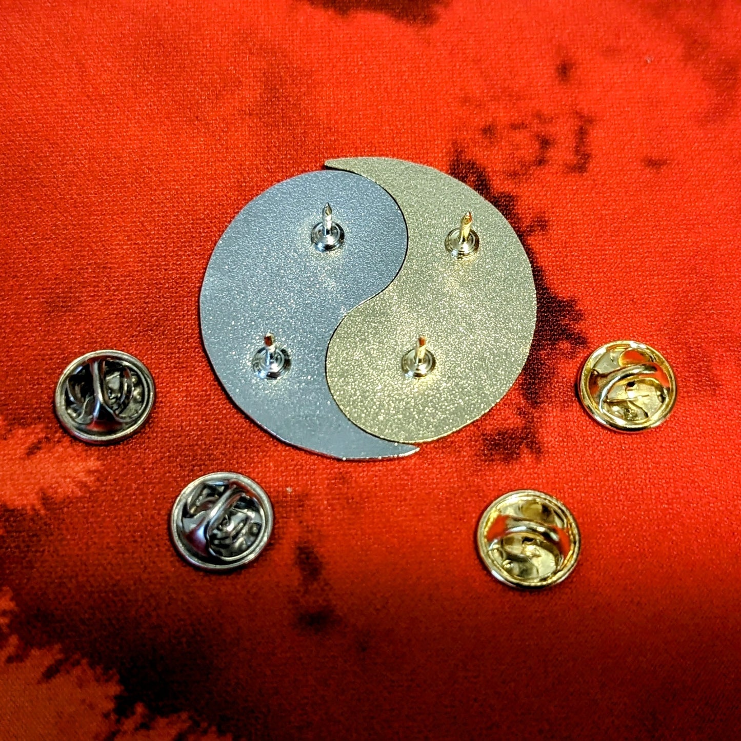 Cosmic Balance sun and moon hard enamel pins from Dragon Woodshop