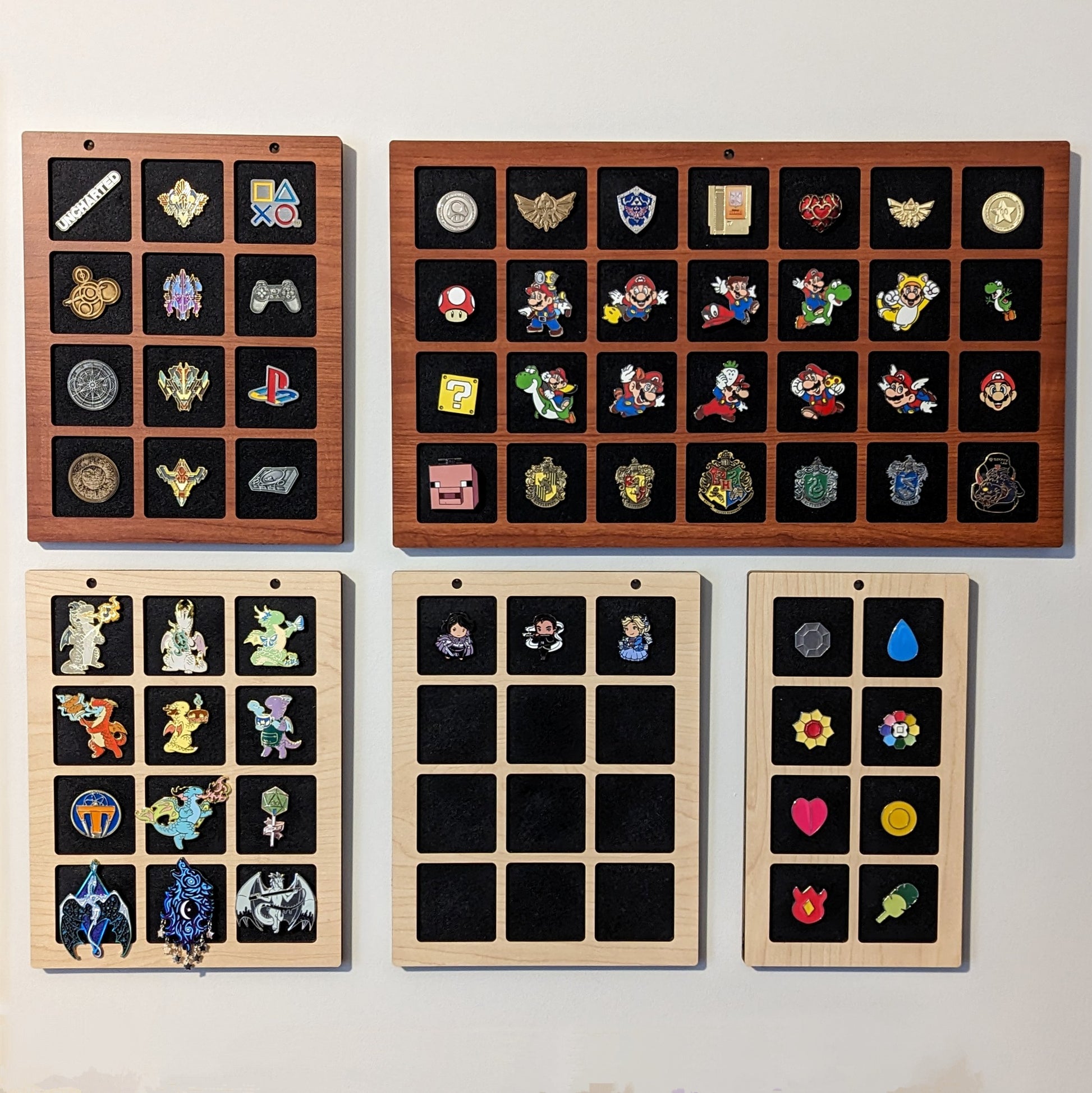 simple reversible pin display for up to 2 inch enamel pins, handmade wooden pin frame