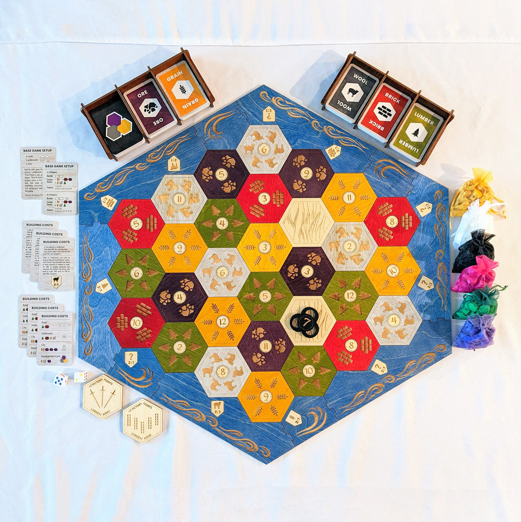 settlers of catan handmade wooden heirloom collector edition from dragon woodshop